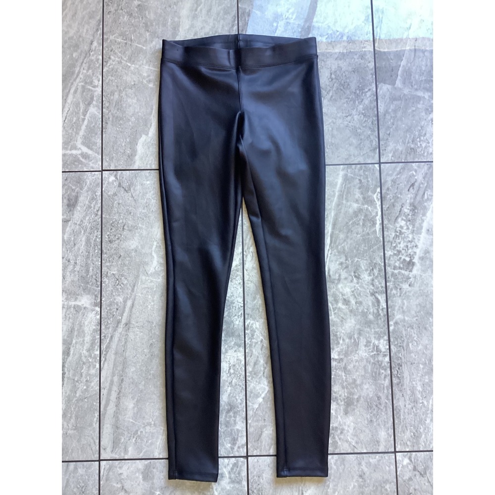 Express Women Black Faux Leather Leggings High Rise Stretch XS 2212